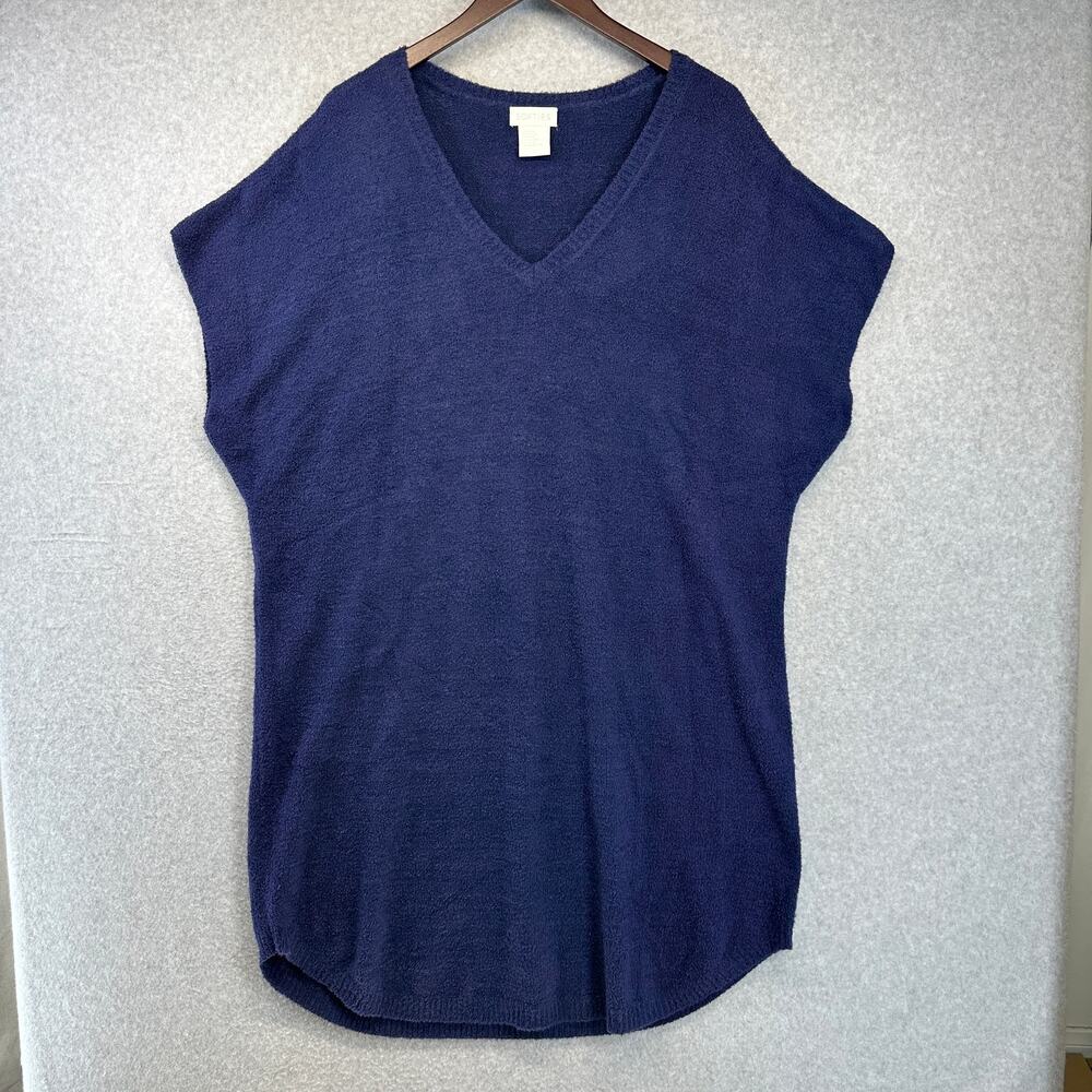 Softies Cozy Cloud Caftan Sweater Top Womens Size 3X Navy Blue V-Neck Pullover